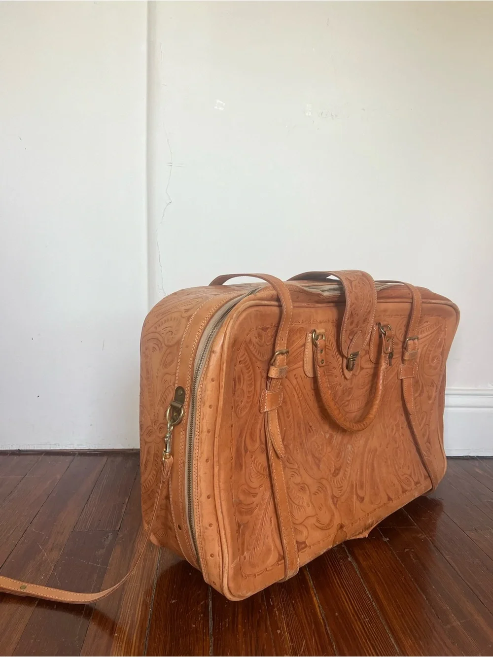 Vintage Grant's Naturals Tooled Leather Luggage Suite